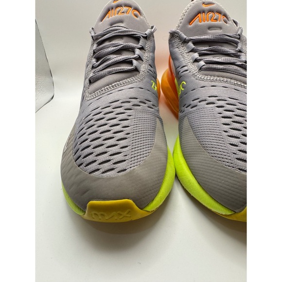 Nike Air Max 270 Grey Neon Orange Running Lifestyle Shoes Mens Size 8 AH8050 012 - Picture 2 of 13